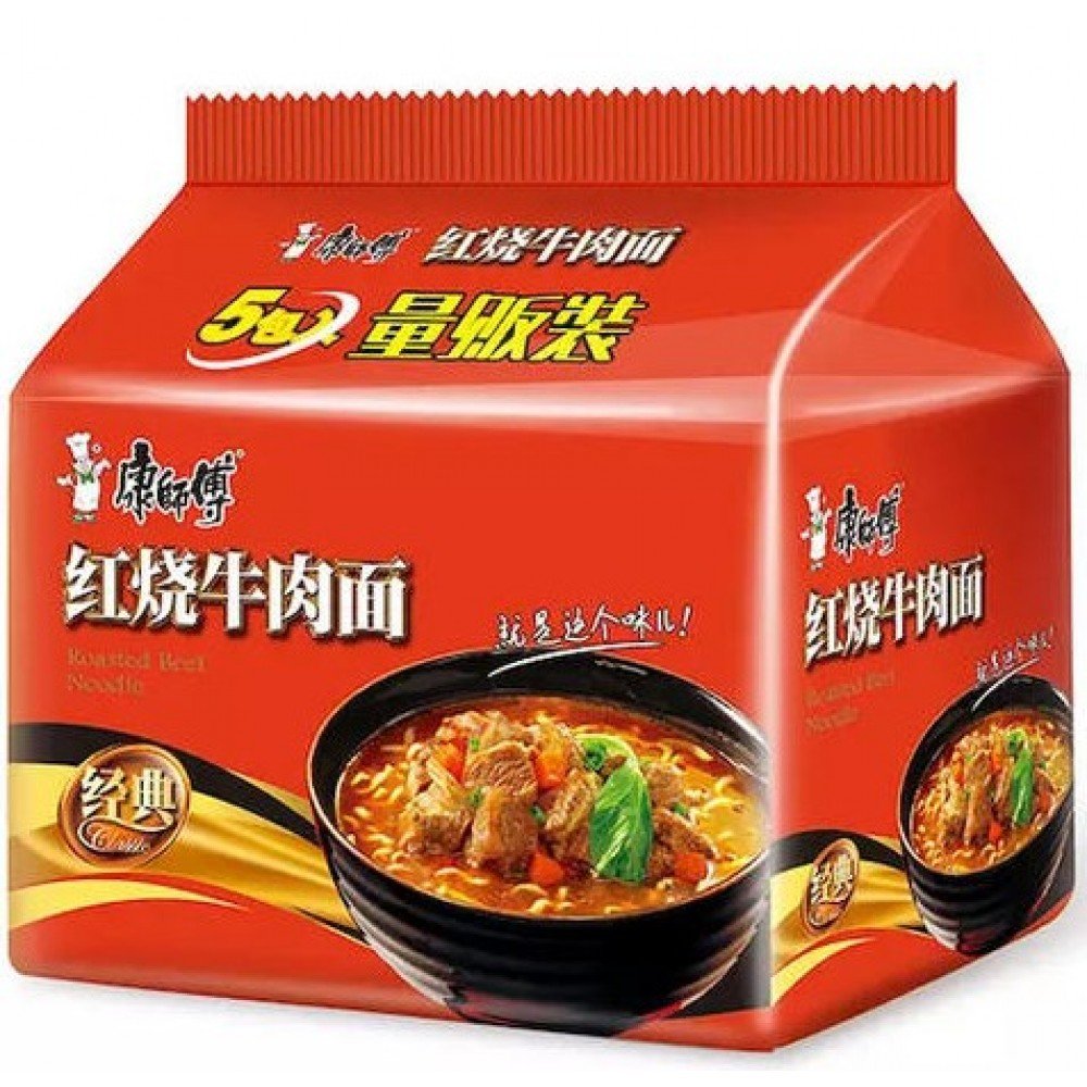 康师傅 红烧牛肉面 经典5入 500g